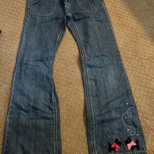 Gymboree Blue Kids Jeans with Pink Bow Details